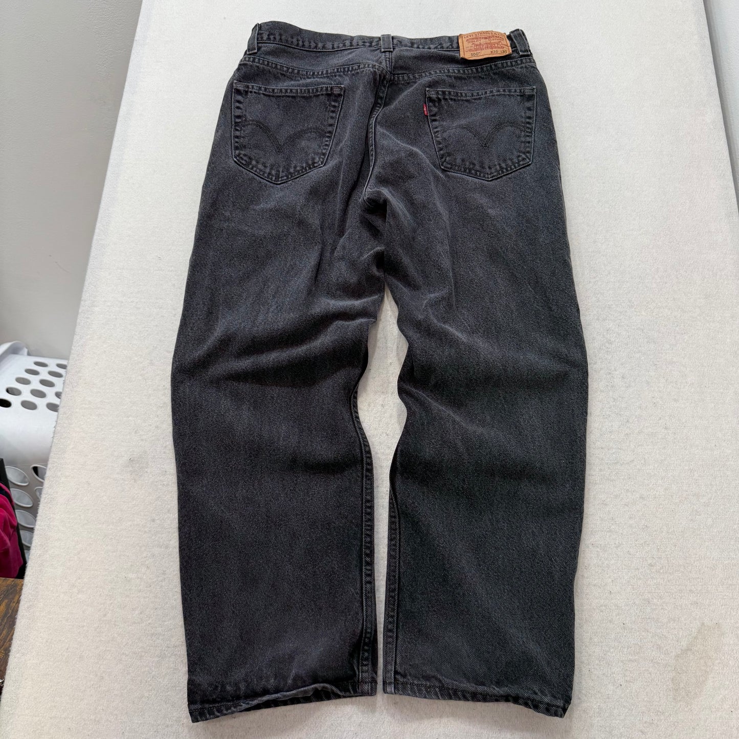 Levi's Strauss & Co 550 Men's Washed Black Denim Relaxed Fit Baggy Jeans Size 36