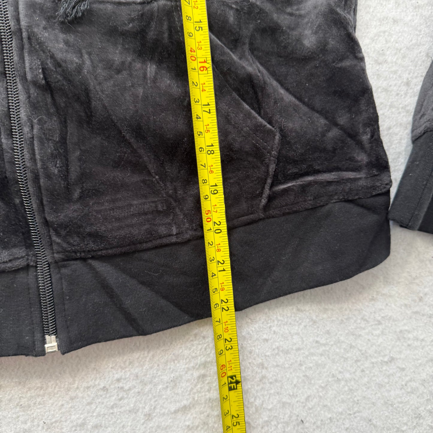 Juicy Couture Women's Jet Black Velour Tracksuit Set Hoodie & Flared Pant Size M