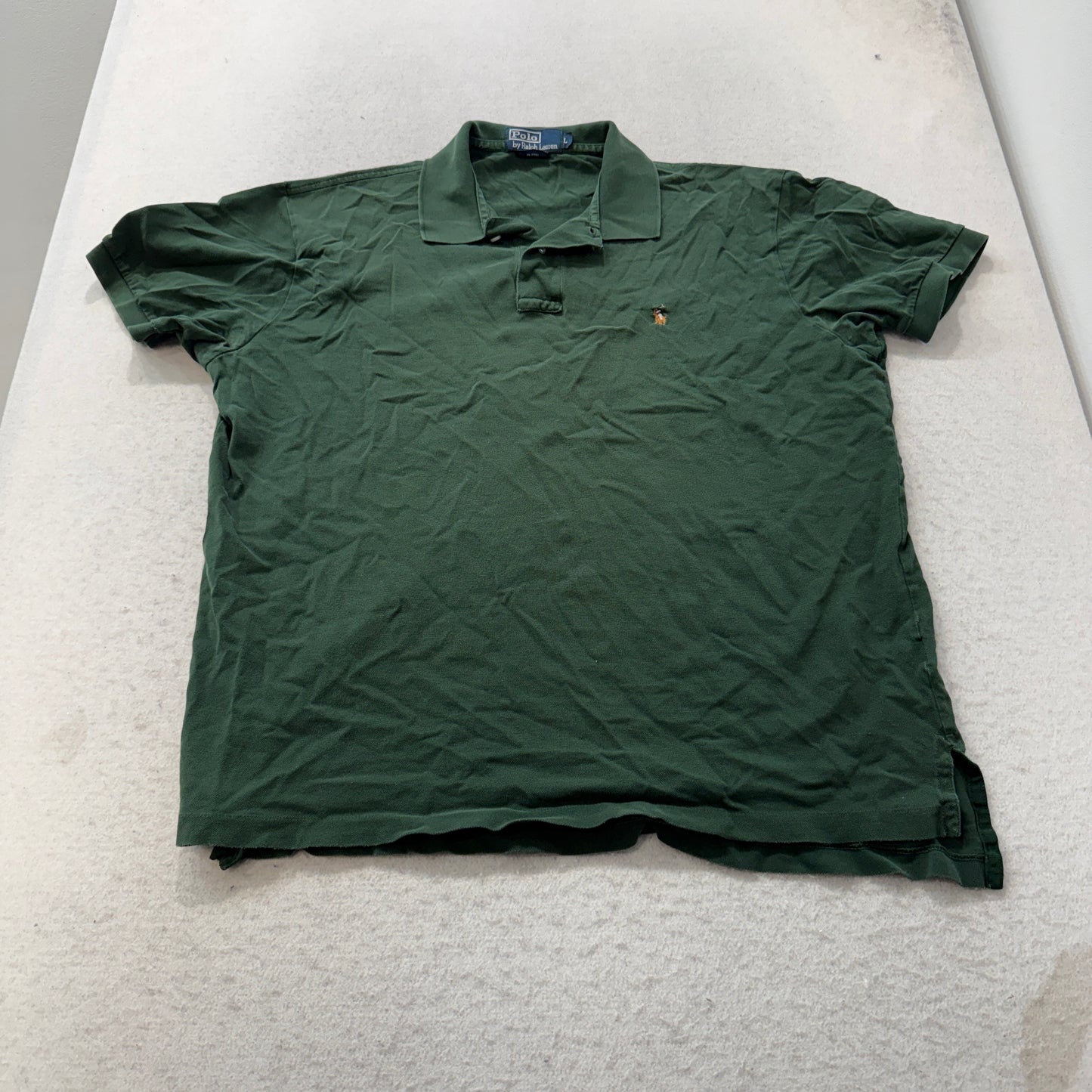 Polo Ralph Lauren Mens Dark Green Pima Cotton Polo Shirt Embroidered Logo Size L