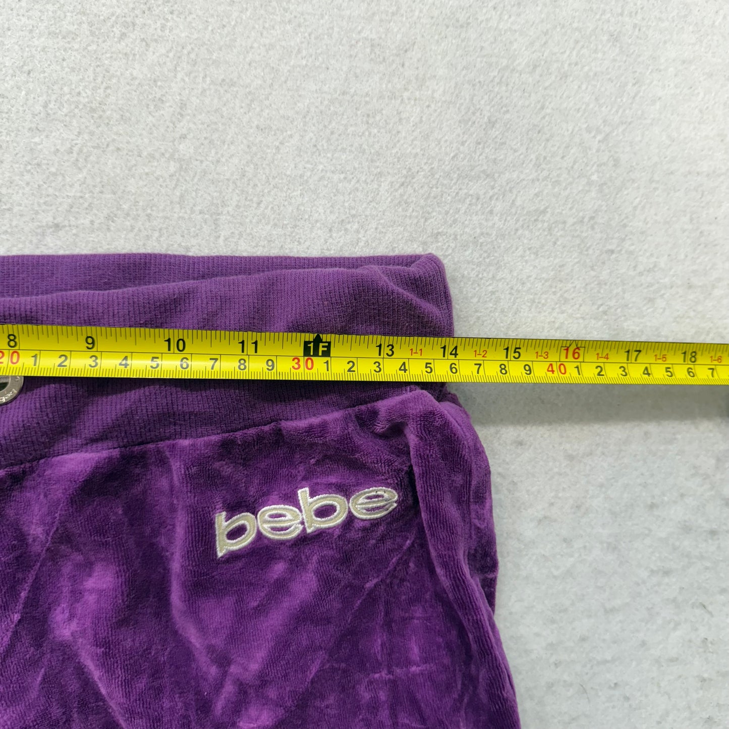 Bebe Women's Grape Purple Velour Flared Track Pant Loungewear Logo Y2K Size M
