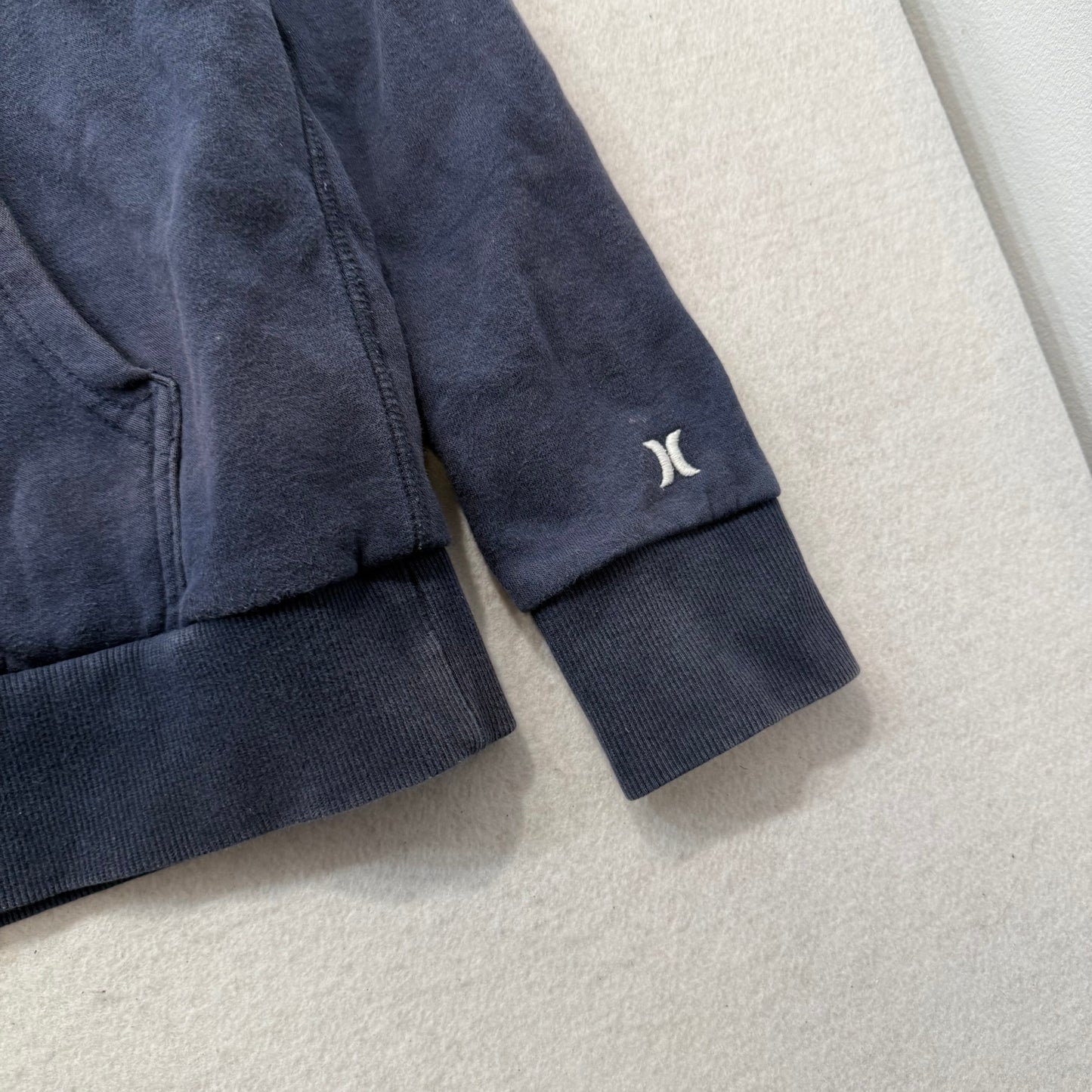 Hurley Palm Tree Graphic Men's Navy Blue Pull-Over Hoodie Kangaroo Pocket Size S