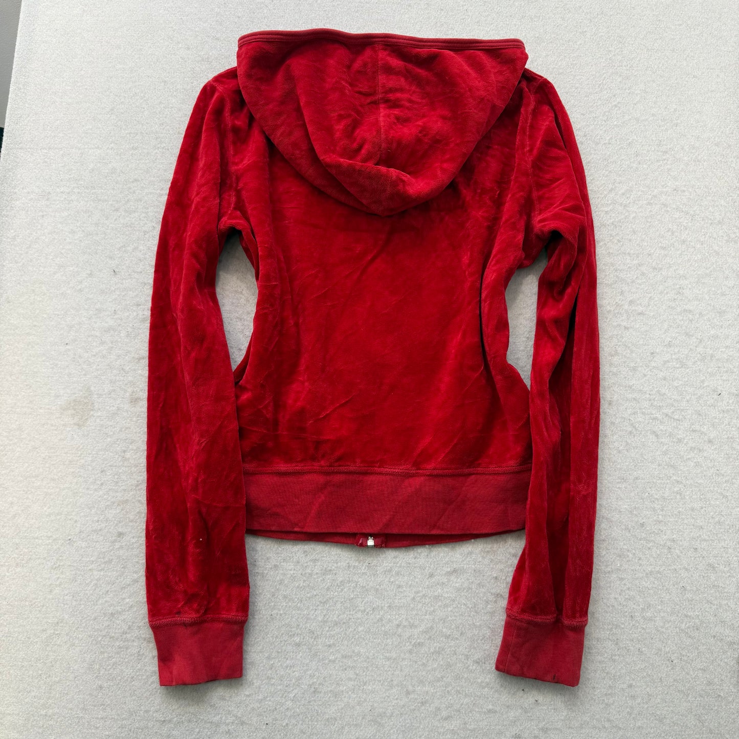 2003 Vtg Juicy Couture Women's Red Velour Tracksuit Set Hoodie & Pant Size L/XL