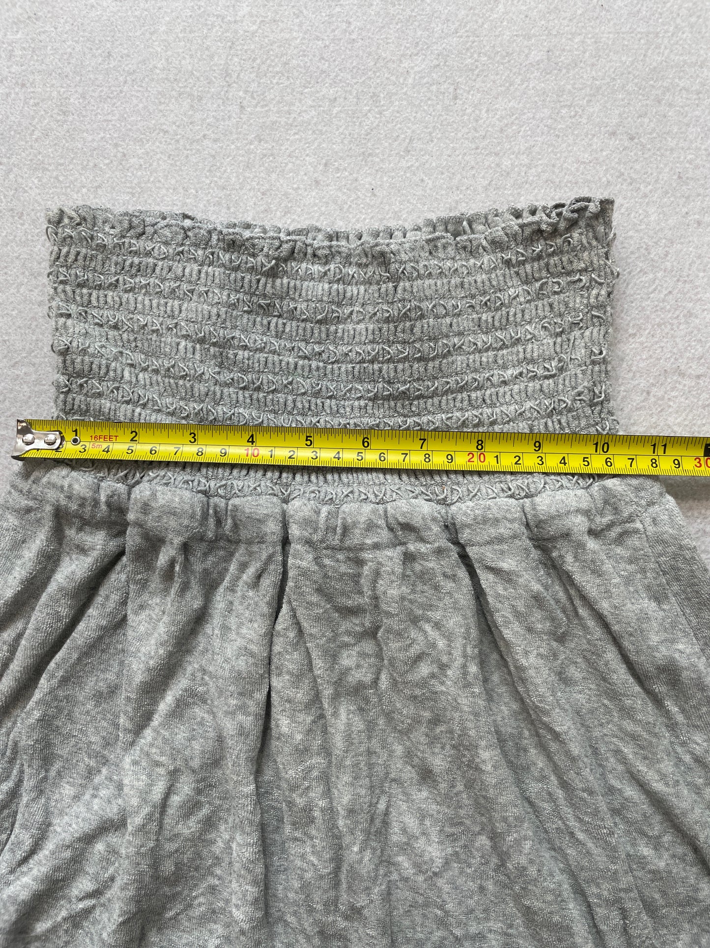 Juicy Couture Women Gray Terry Cloth Smocked Strapless Flare Dress Casual Size S