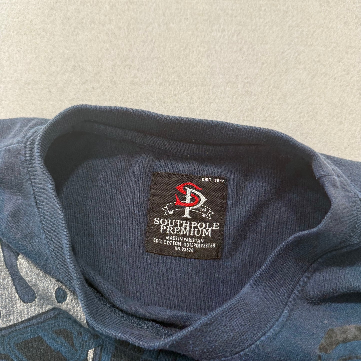 Southpole Premium Men's Blue Biker Skull Motor Lab Graphic T-Shirt Casual Size M