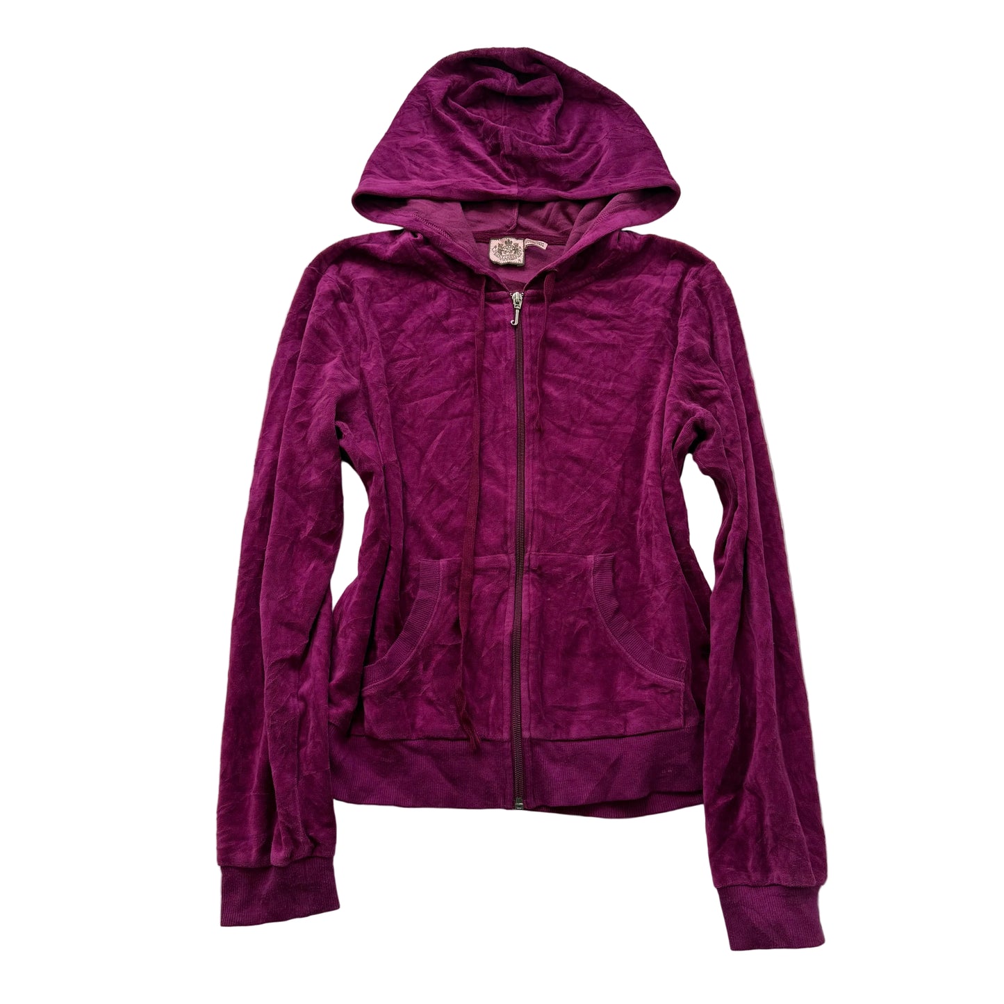 Juicy Couture Women's French Plum Velour Zip Up Hoodie Loungewear Preppy Size XL