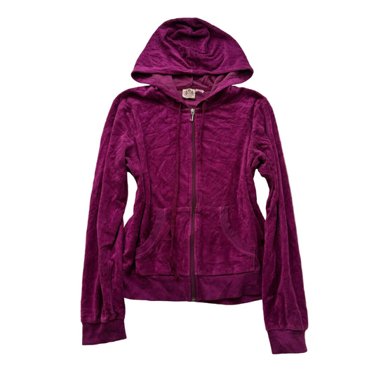 Juicy Couture Women's French Plum Velour Zip Up Hoodie Loungewear Preppy Size XL