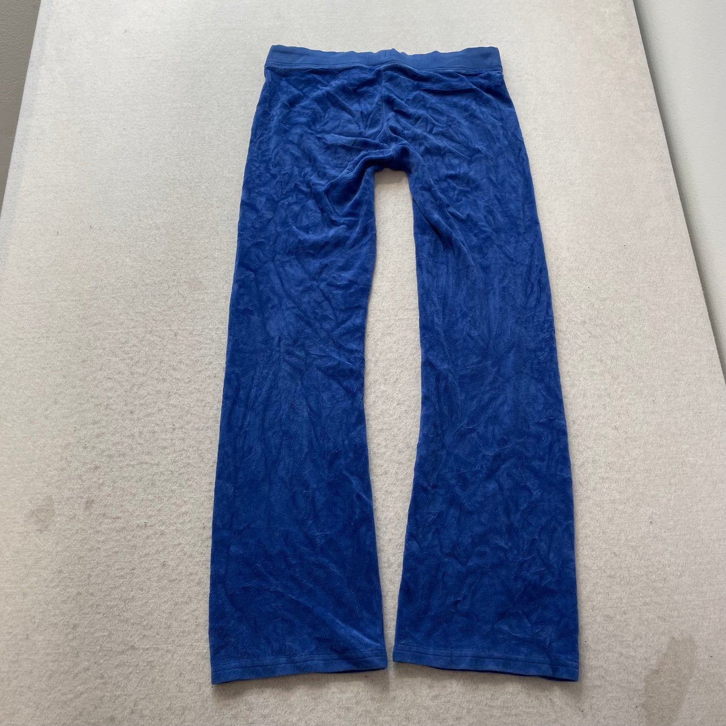 Juicy Couture Kid's Cobalt Blue Velour Flare Track Pant Rhinestones Logo Size XL