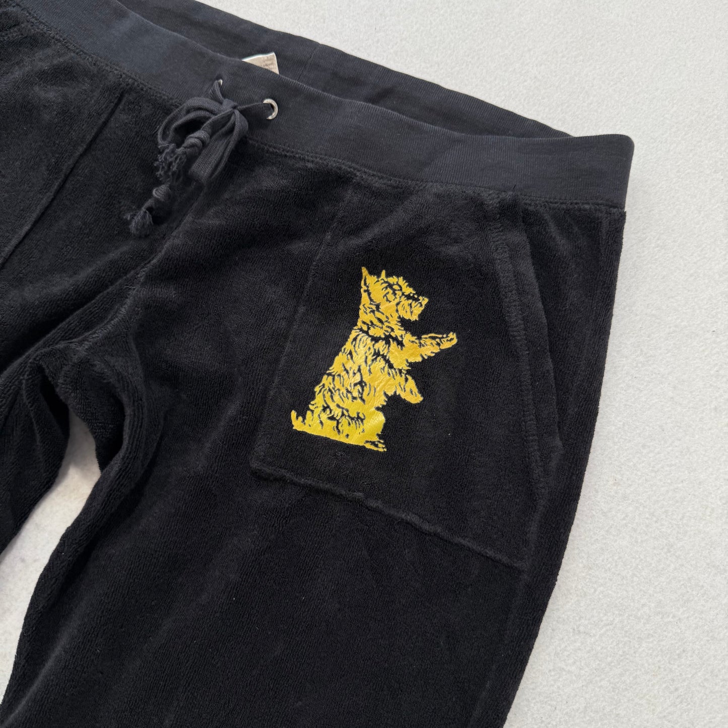 Vintage Juicy Couture Scottie Dog Women Black Terry Cloth Tracksuit Set Size M/S