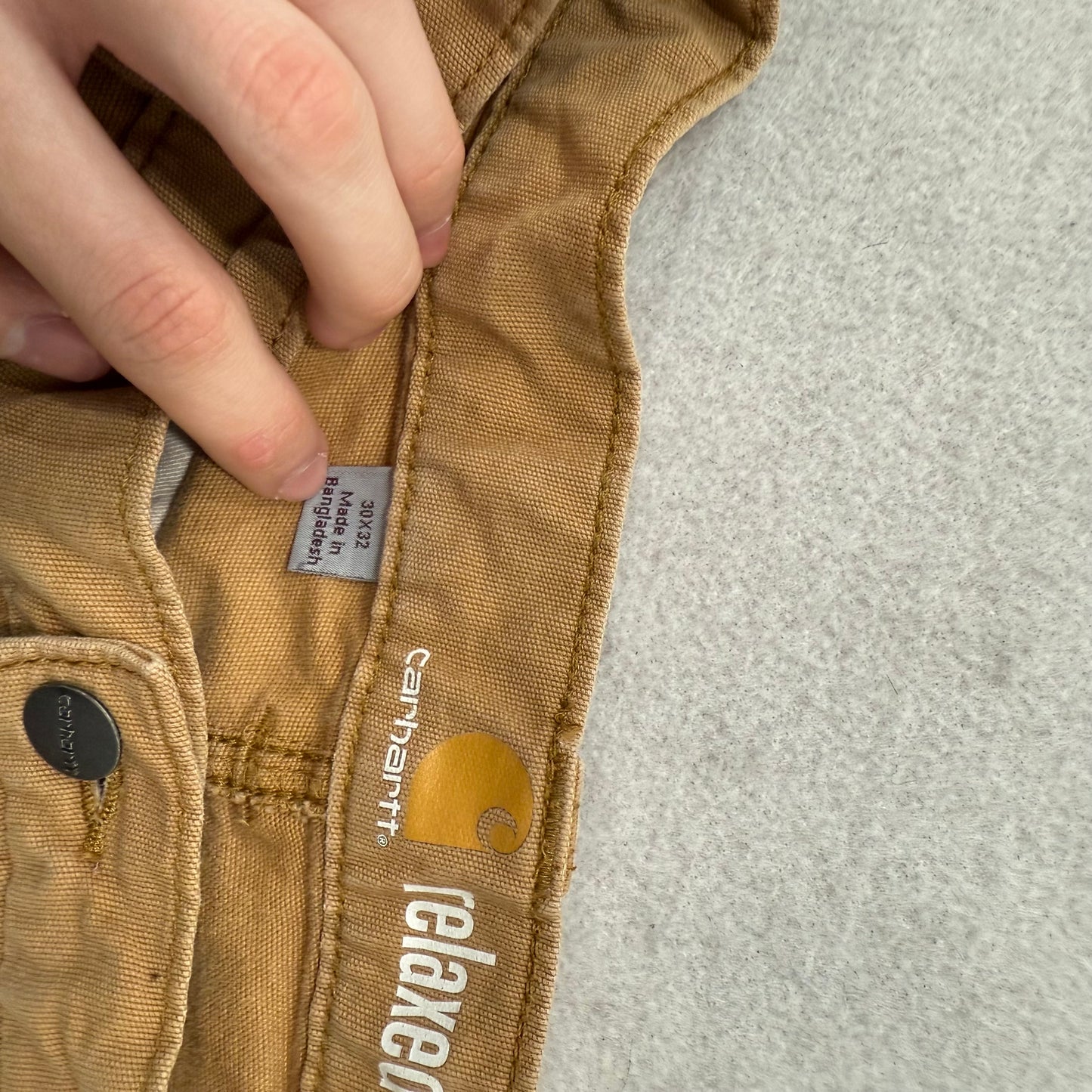Carhartt Men's Tan Rigby Double-Front Dungaree Pants Relaxed Fit Size 30x32