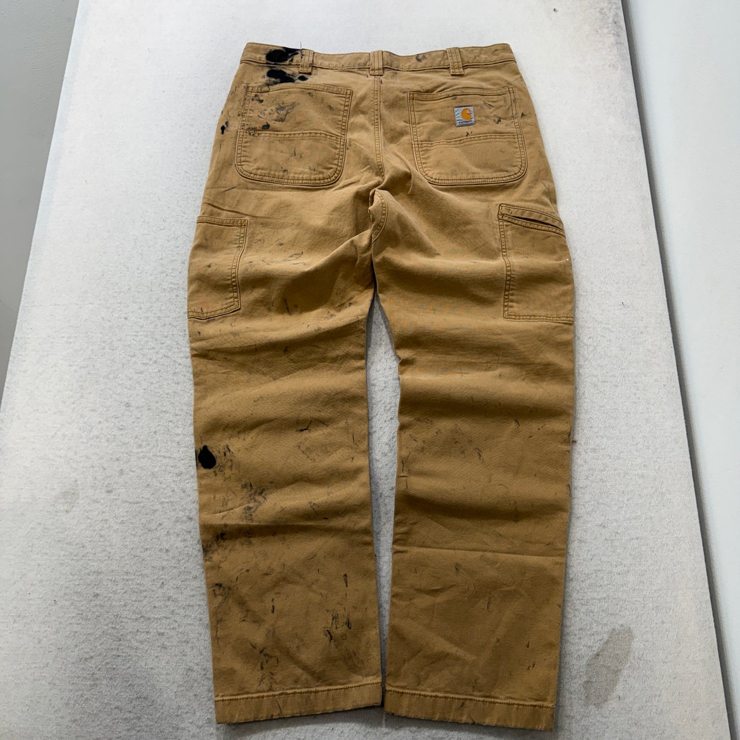 Carhartt Men's Khaki Cargo Pants Relaxed Fit Pockets Classic Workwear Size 36x32
