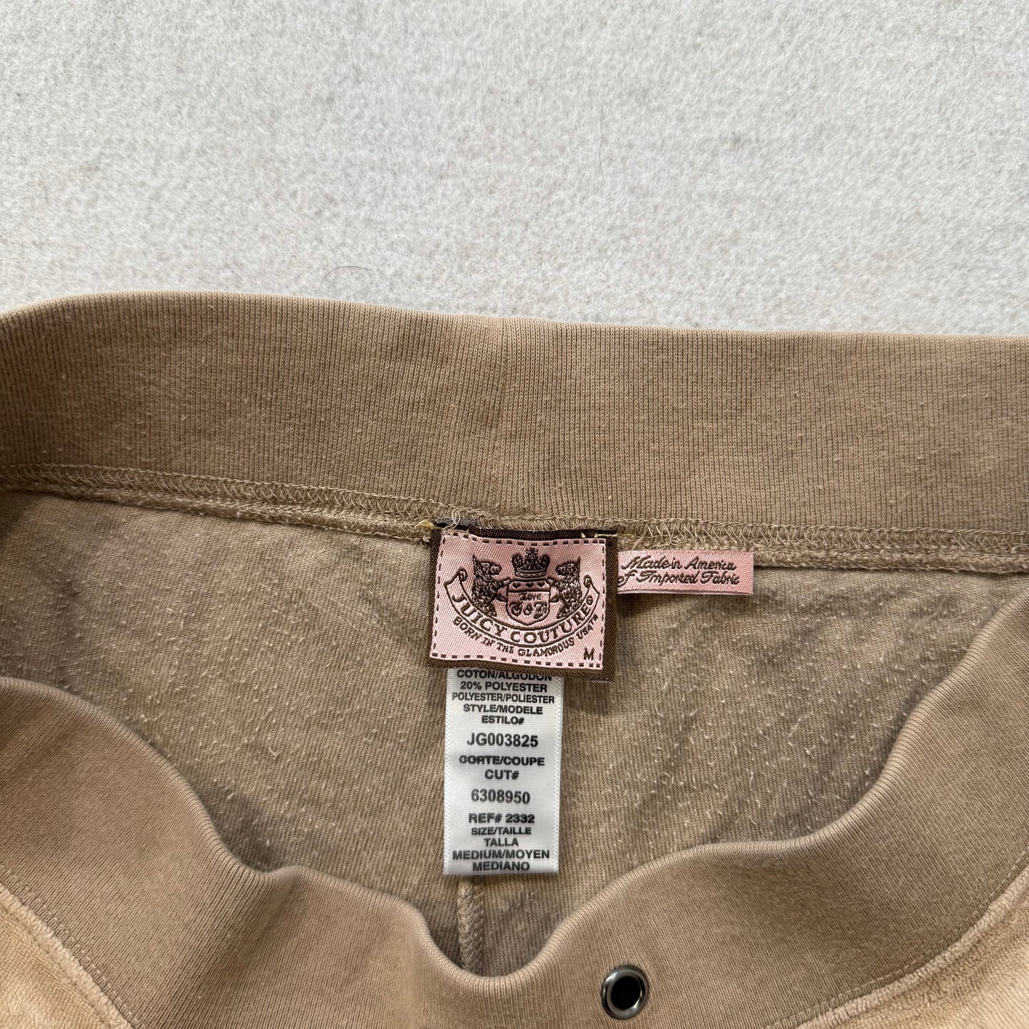 Juicy Couture Women's Beige Velour Flared Wide Leg Track Pants Loungewear Size M
