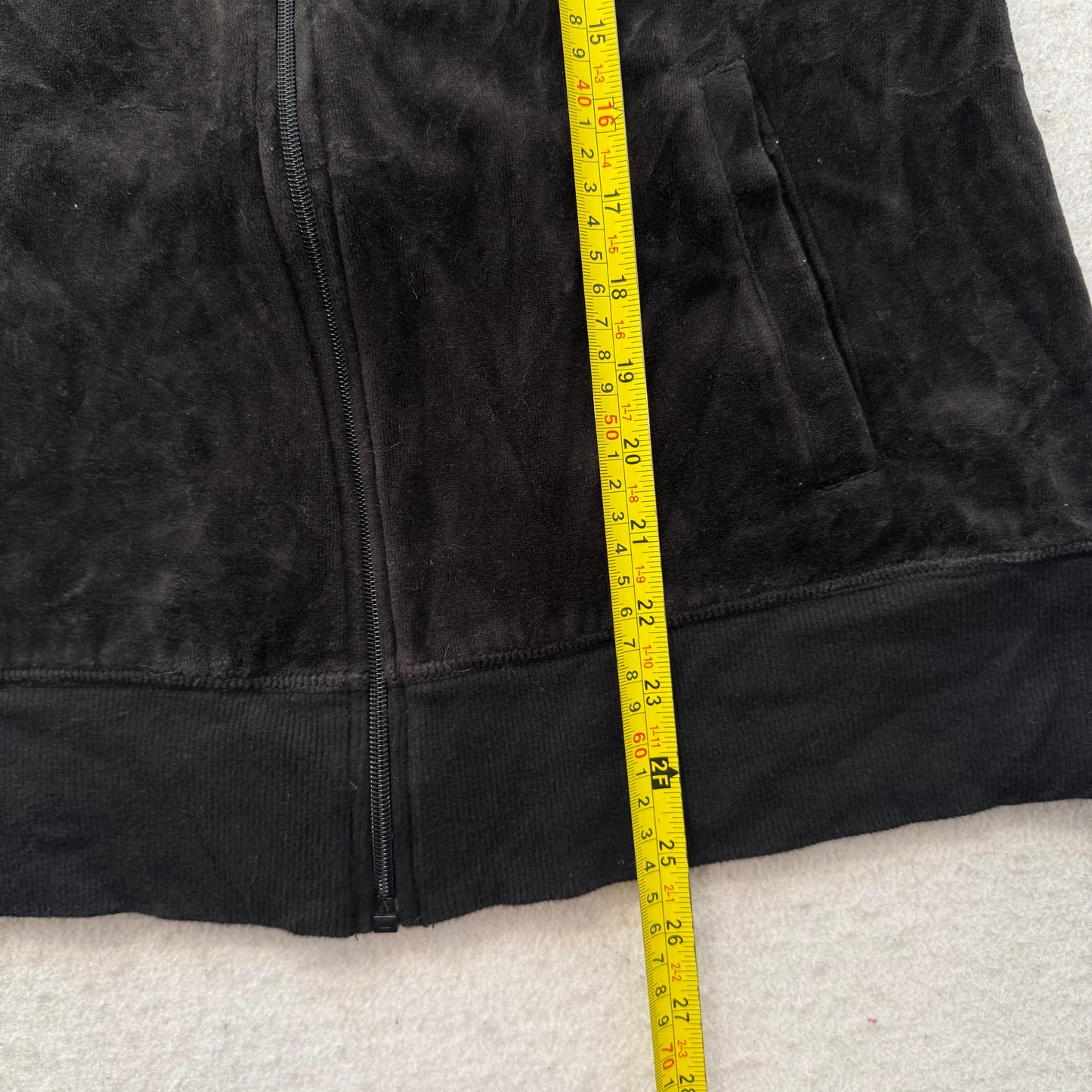 Vtg Juicy Couture Women's Black Velour Tracksuit Set Jacket & Pant Y2k Size L/XL