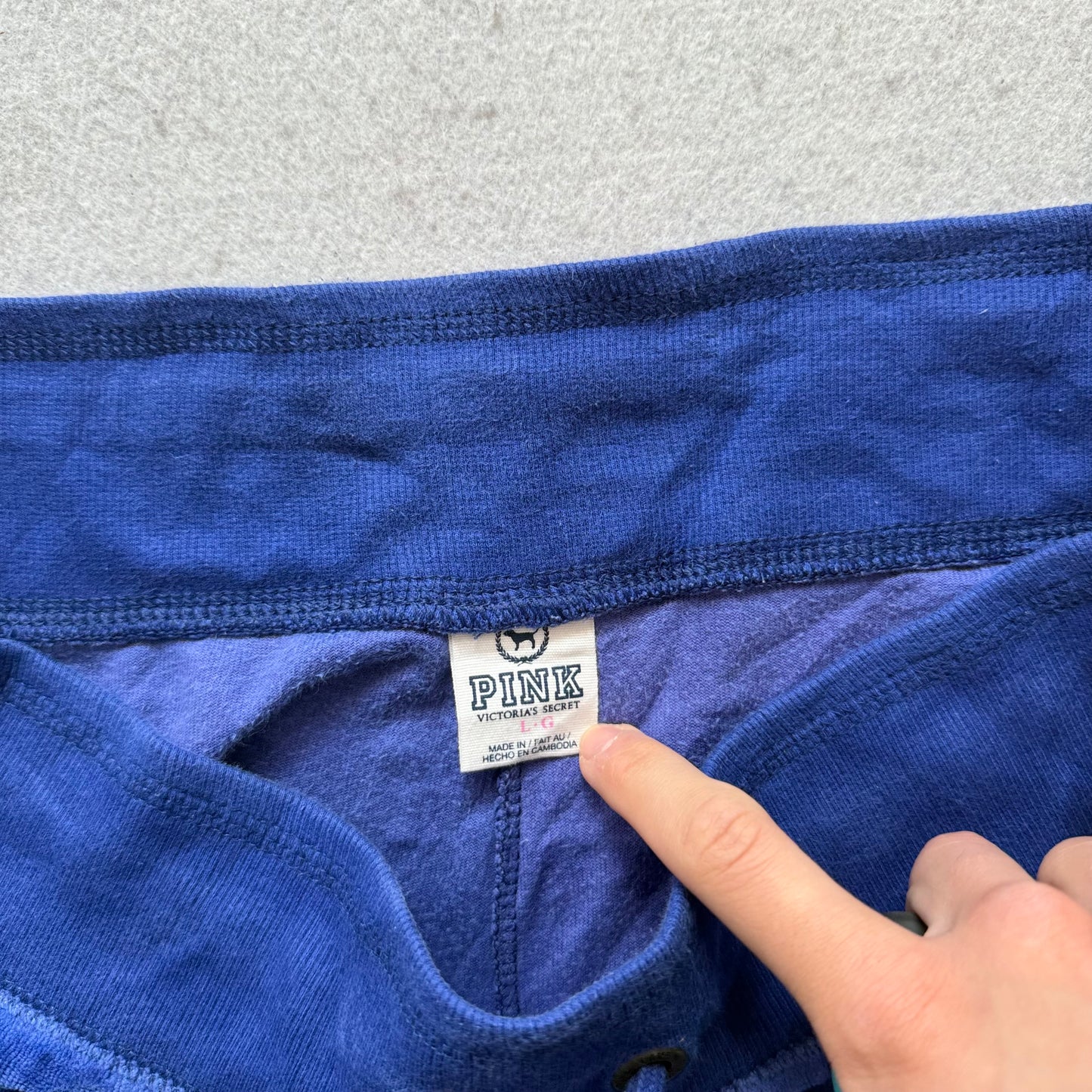 Victoria's Secret PINK Women's Cobalt Blue Velour Flared Track Pant Logo Size L