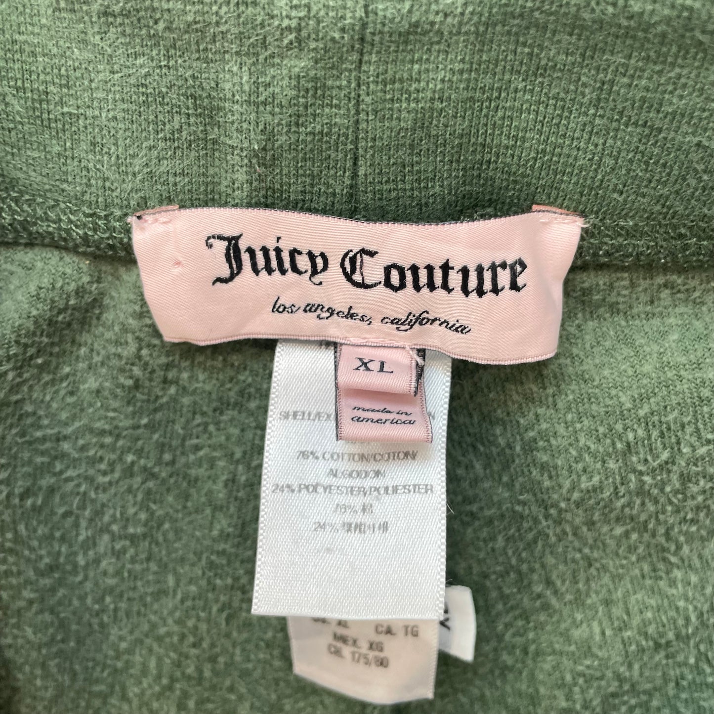 Juicy Couture Women's Olive Green Velour Flared Track Pant Drawstring Size XL