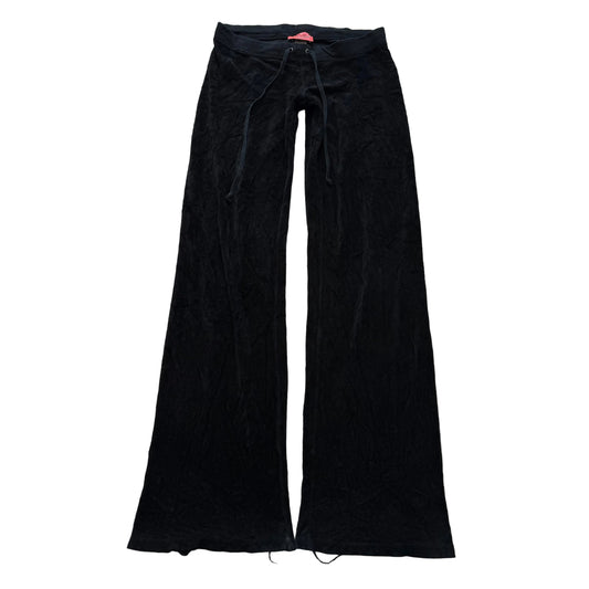 2003 Vintage Juicy Couture Women's Black Velour Flared Track Pant Casual Size P