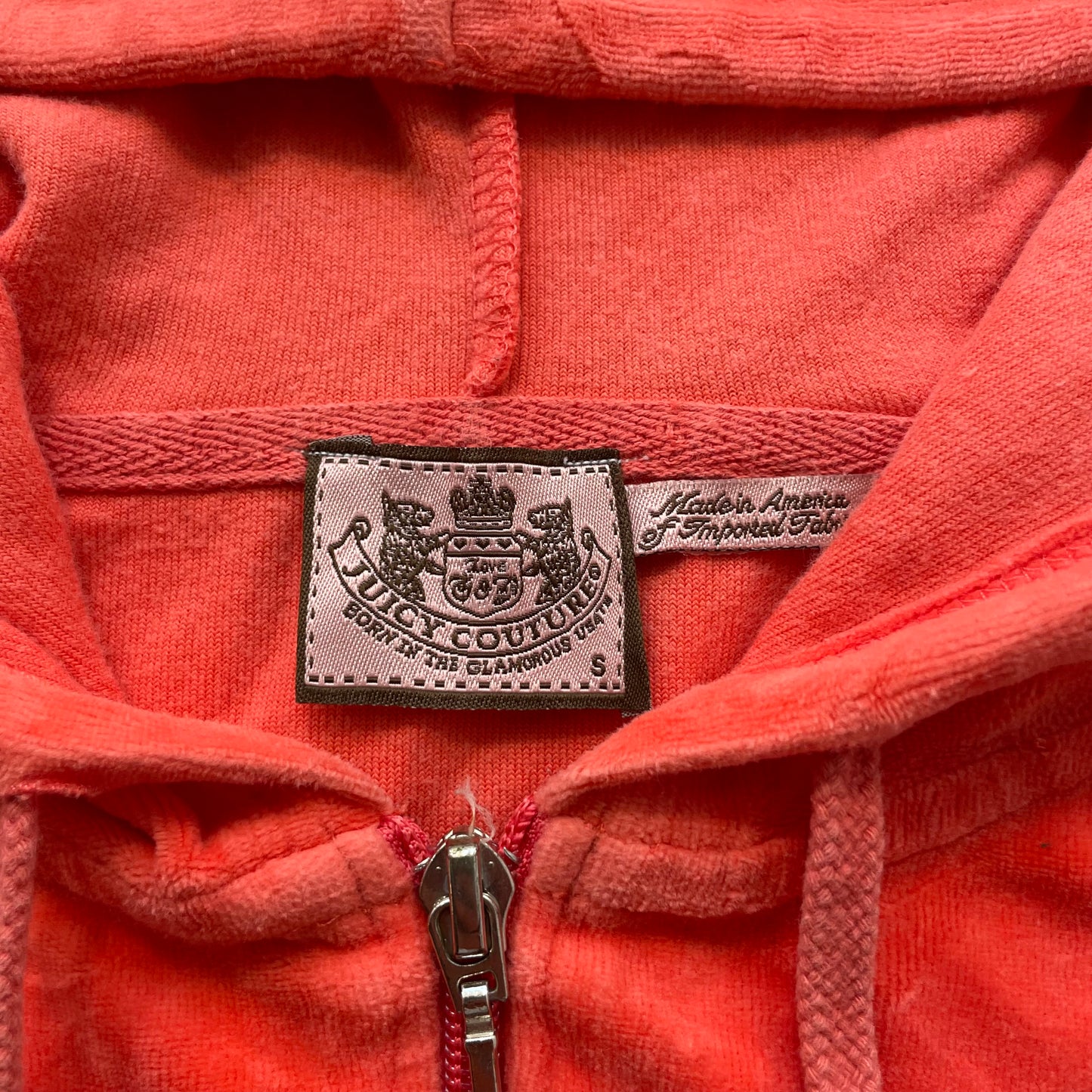 Vintage Juicy Couture Women Orange Velour Zip-Up Hoodie Butterfly Graphic Size S