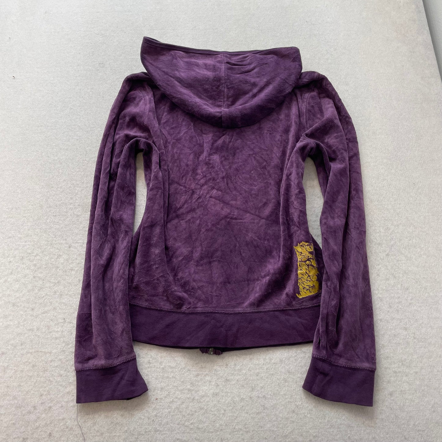 Vintage Juicy Couture Women's Deep Purple Velour Hoodie Scottie Dog Logo Size L