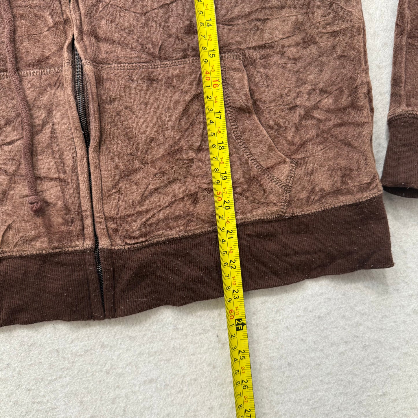 Juicy Couture Women's Brown Velour Zip Up Hoodie Loungewear Graphic Logo Size XL