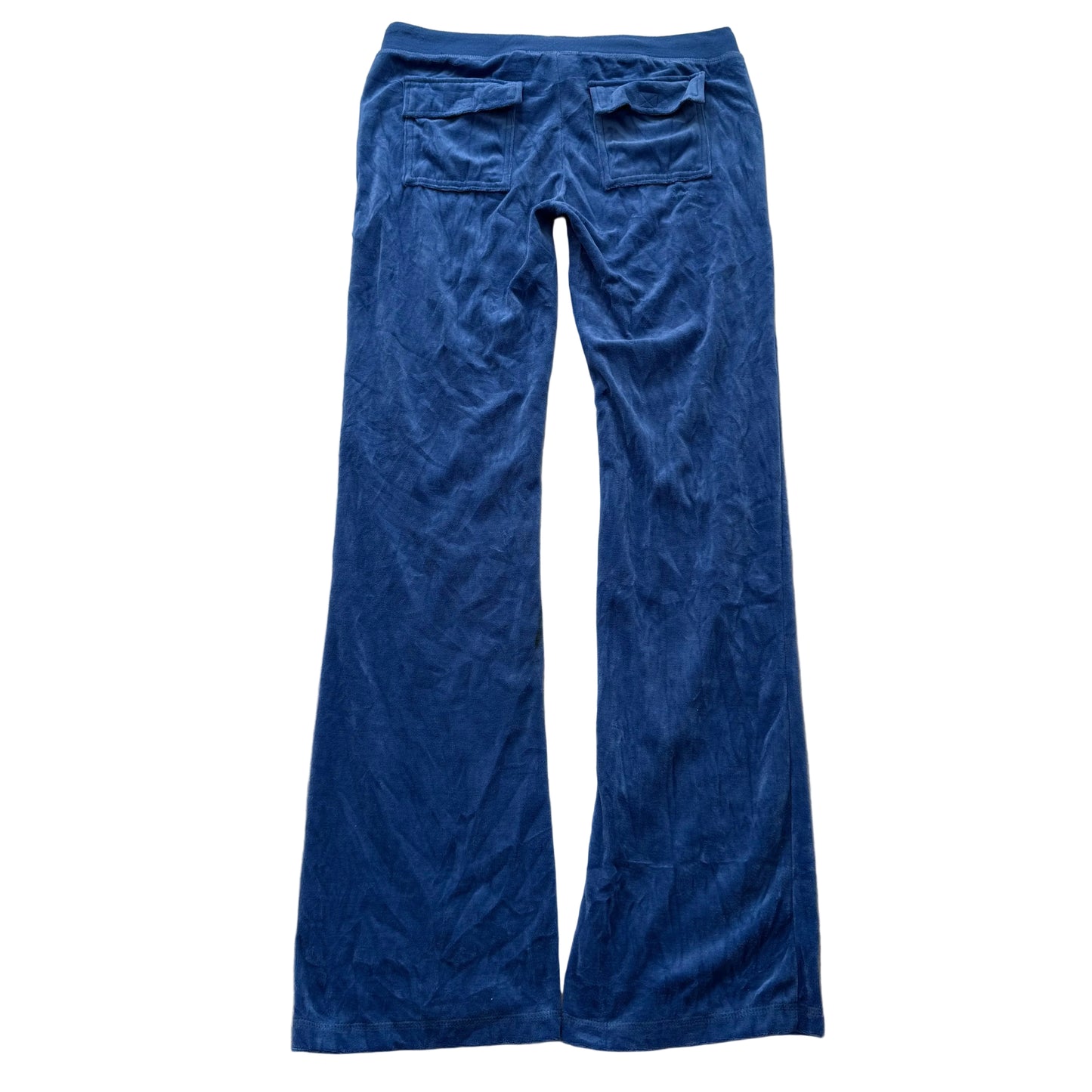 Juicy Couture Women's Royal Blue Velour Flared Track Pant Flap Pockets Size M