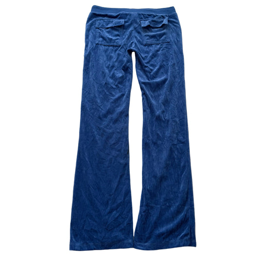 Juicy Couture Women's Royal Blue Velour Flared Track Pant Flap Pockets Size M