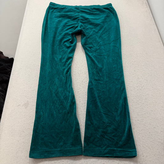 Juicy Couture Women Dark Cyan Velour Flare Track Pant Drawstring Classic Size XL
