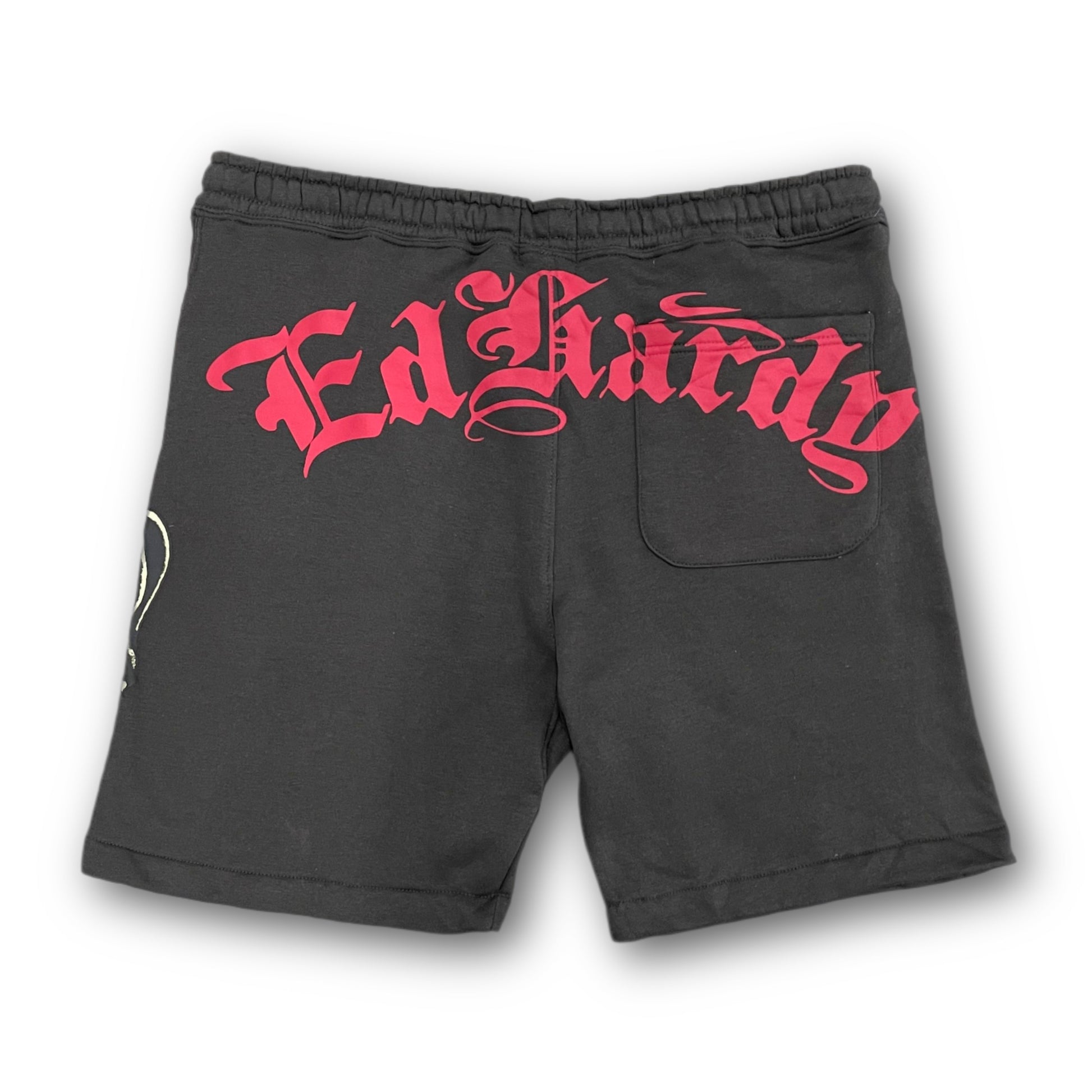 ED HARDY “Panther Skull” CHARCOAL FLEECE SHORTS - Clean Curriculums 