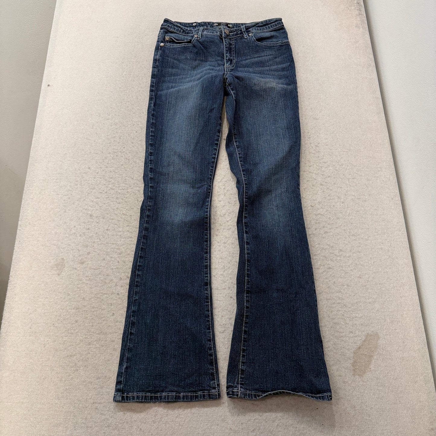 Tru Luxe Women's Blue Bootcut Denim Jeans Intricate Embroidery Classic Size W28