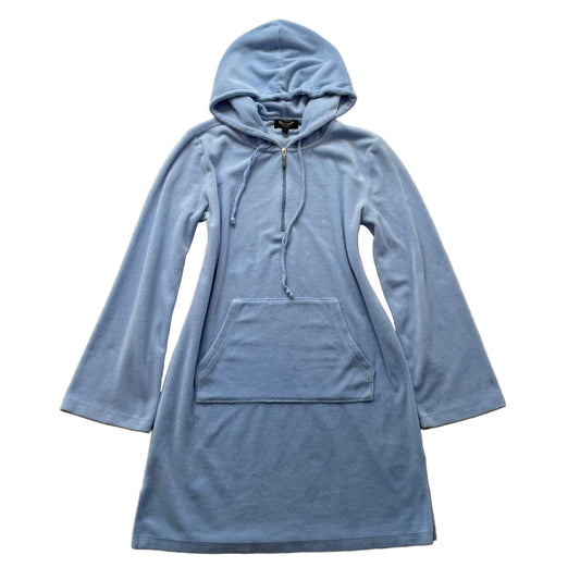Juicy Couture Womens Sky Blue Terry Cloth Quarter-Zip Hooded Dress Casual Size S