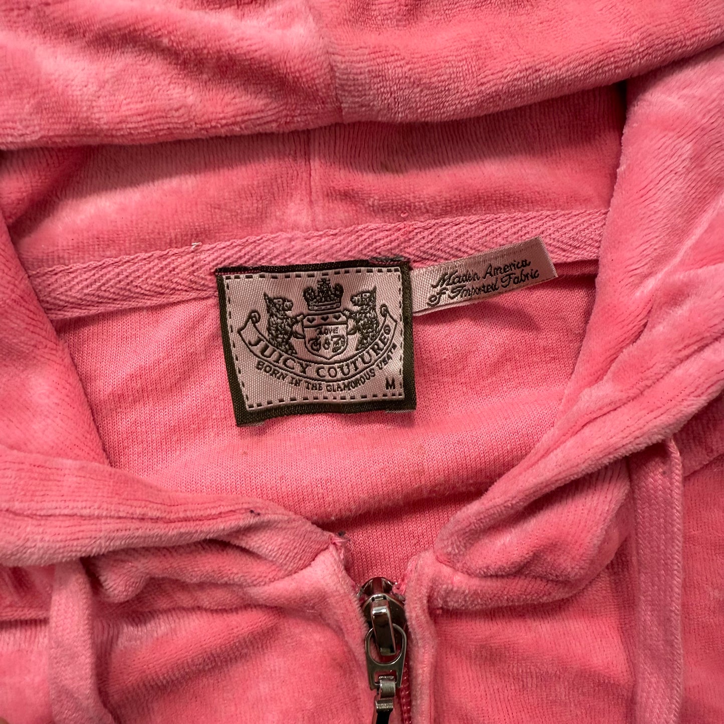 Juicy Couture Women's Natural Candy Pink Velour Zip Up Hoodie Preppy Y2K Size M