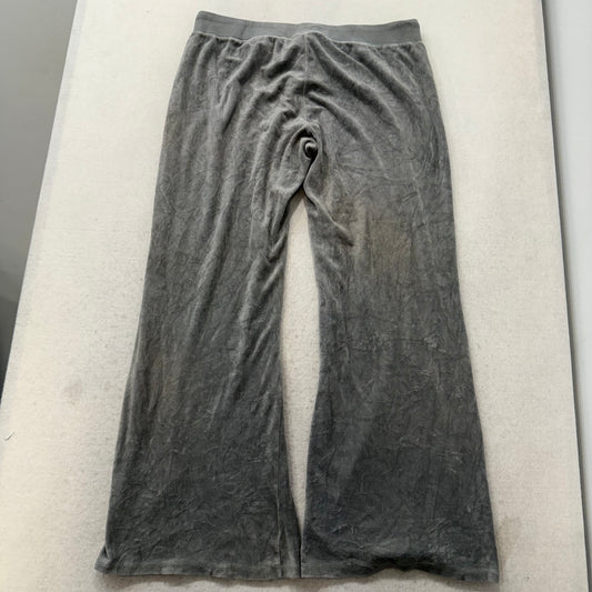 Juicy Couture Women's Light Graphite Velour Flared Wide Leg Track Pant Size XL