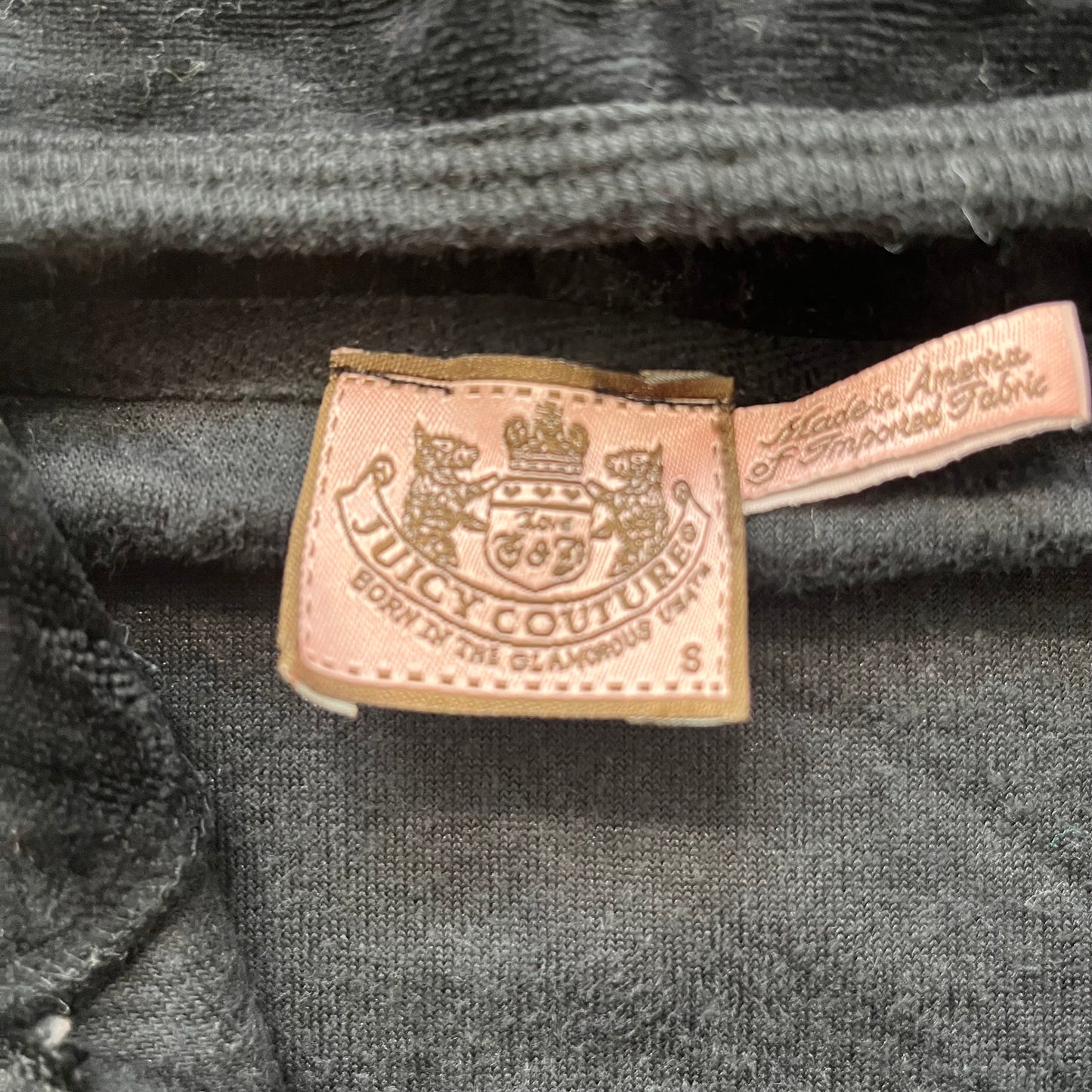 Vintage Juicy Couture Scottie Dogs Women's Jet Black Velour Zip-Up Hoodie Size S