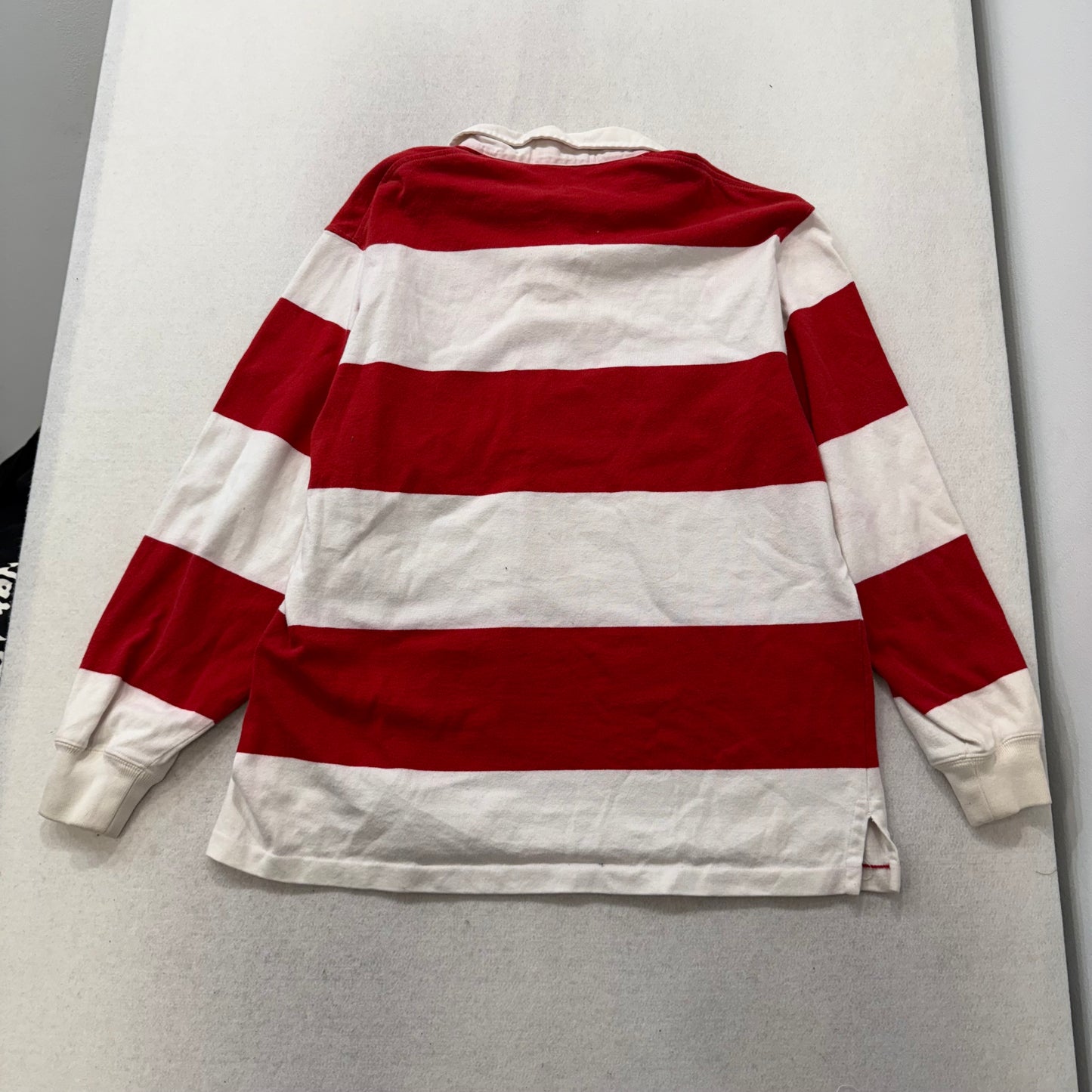 Polo Sport Ralph Lauren Red White Striped Cotton Polo Shirt Long Sleeves Size M