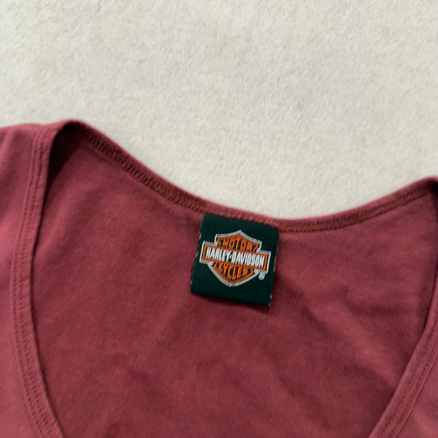 Harley Davidson Women's Burgundy Cotton Toad Lace Up Tank Top Sleeveless Size S