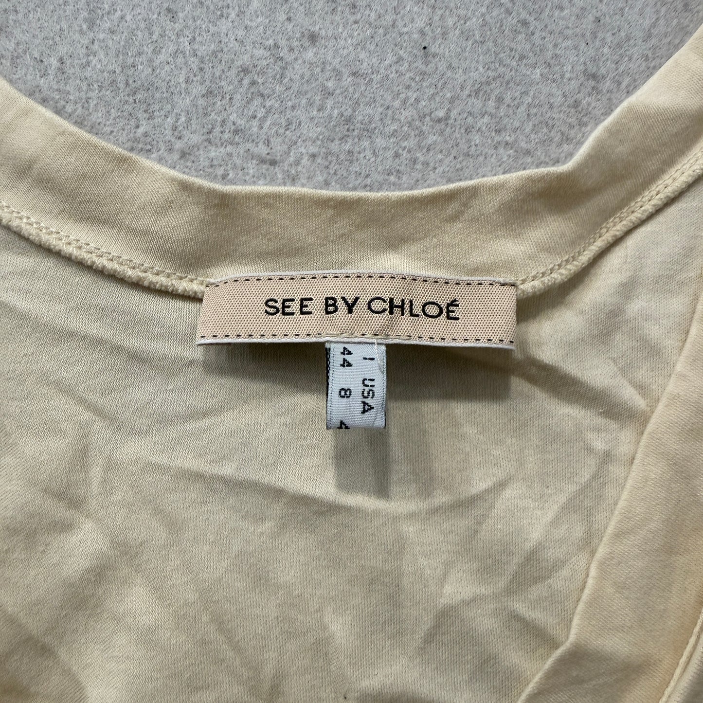 See By Chloe Women's Beige Sleeveless Mini Dress Cargo Pockets Casual Size 8