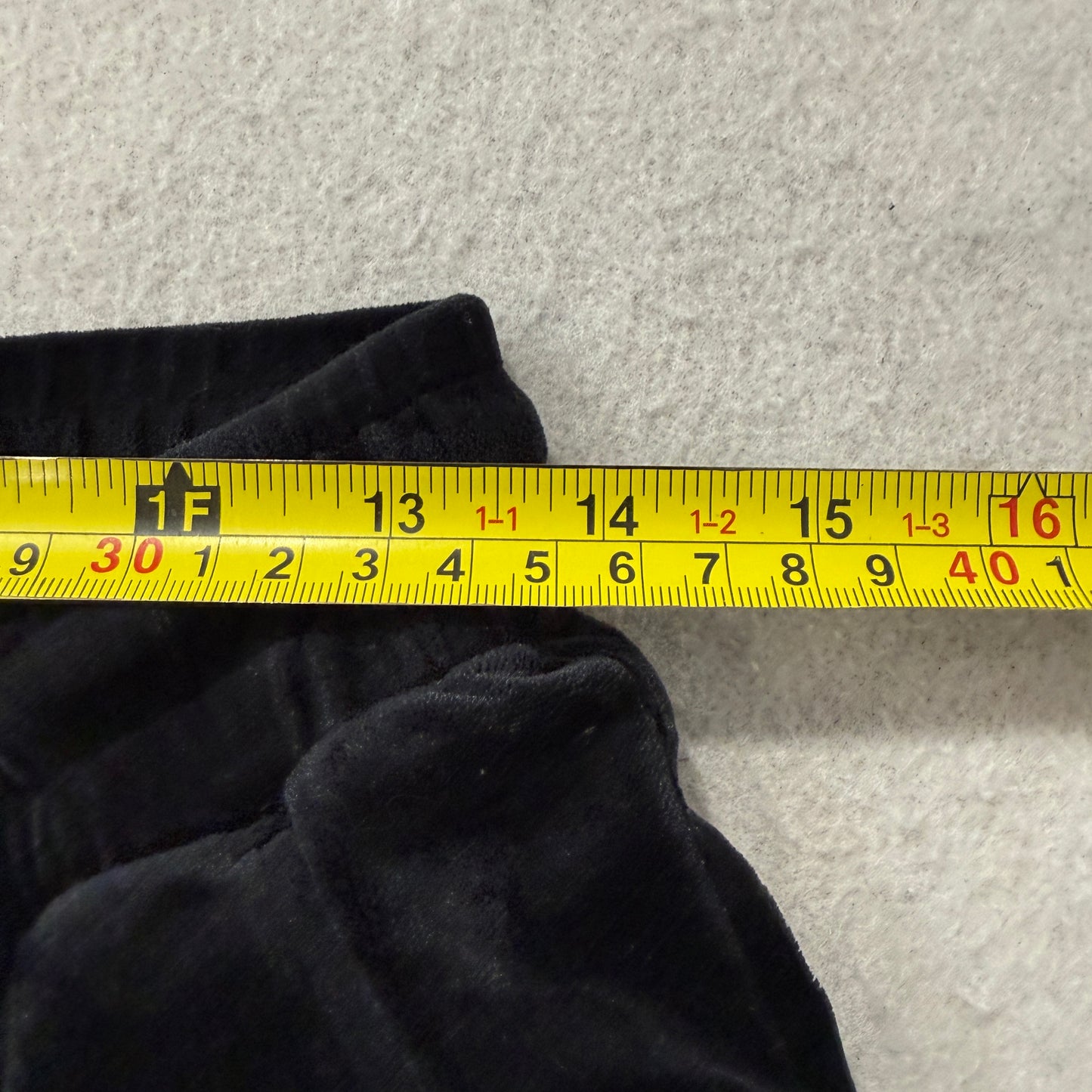 Fila Womens Black Velour Pajama Pants Tapered Leg Drawstring Pockets Logo Size S