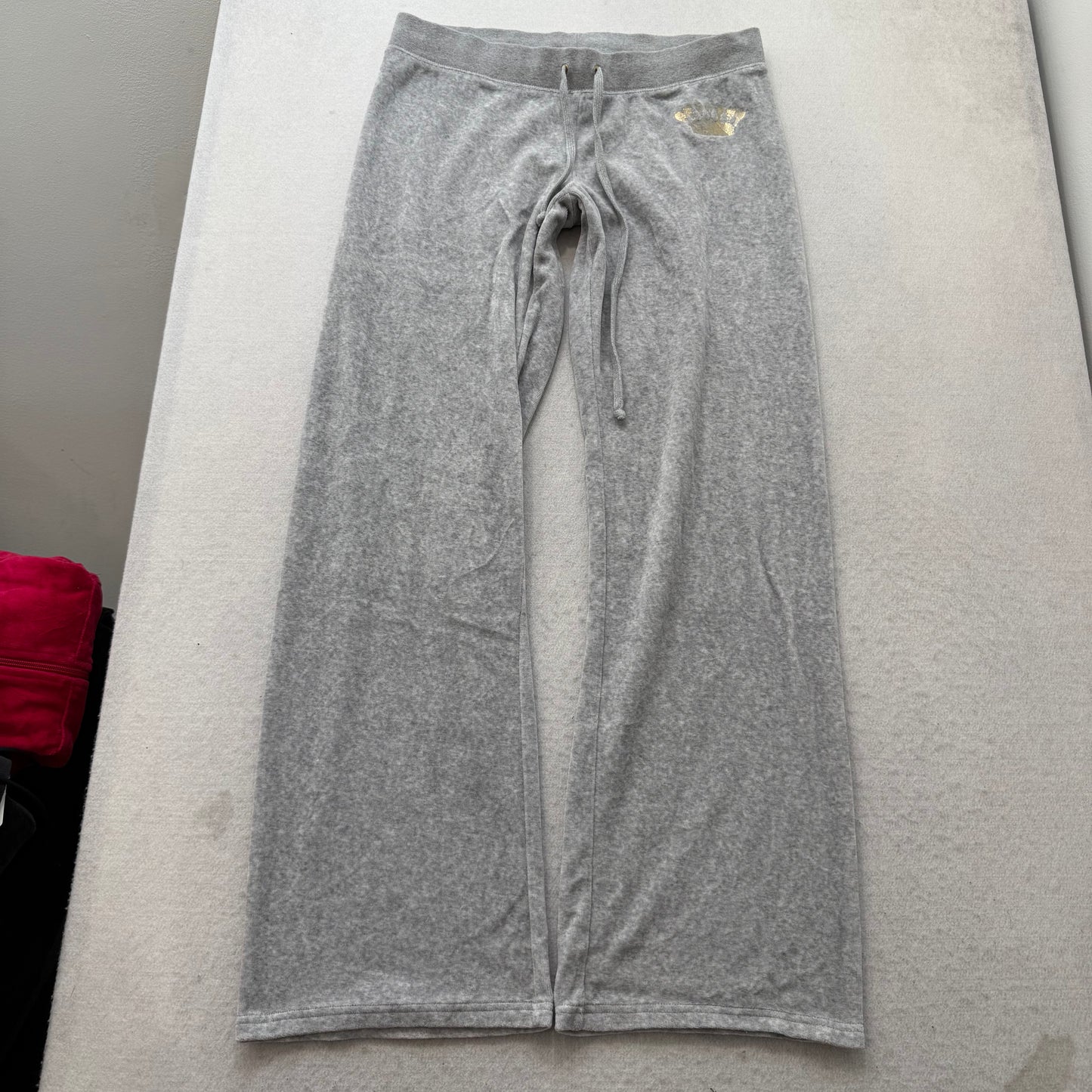 Juicy Couture Gray Velour Tracksuit Set Hoodie & Flare Pant Graphic Logo Size L