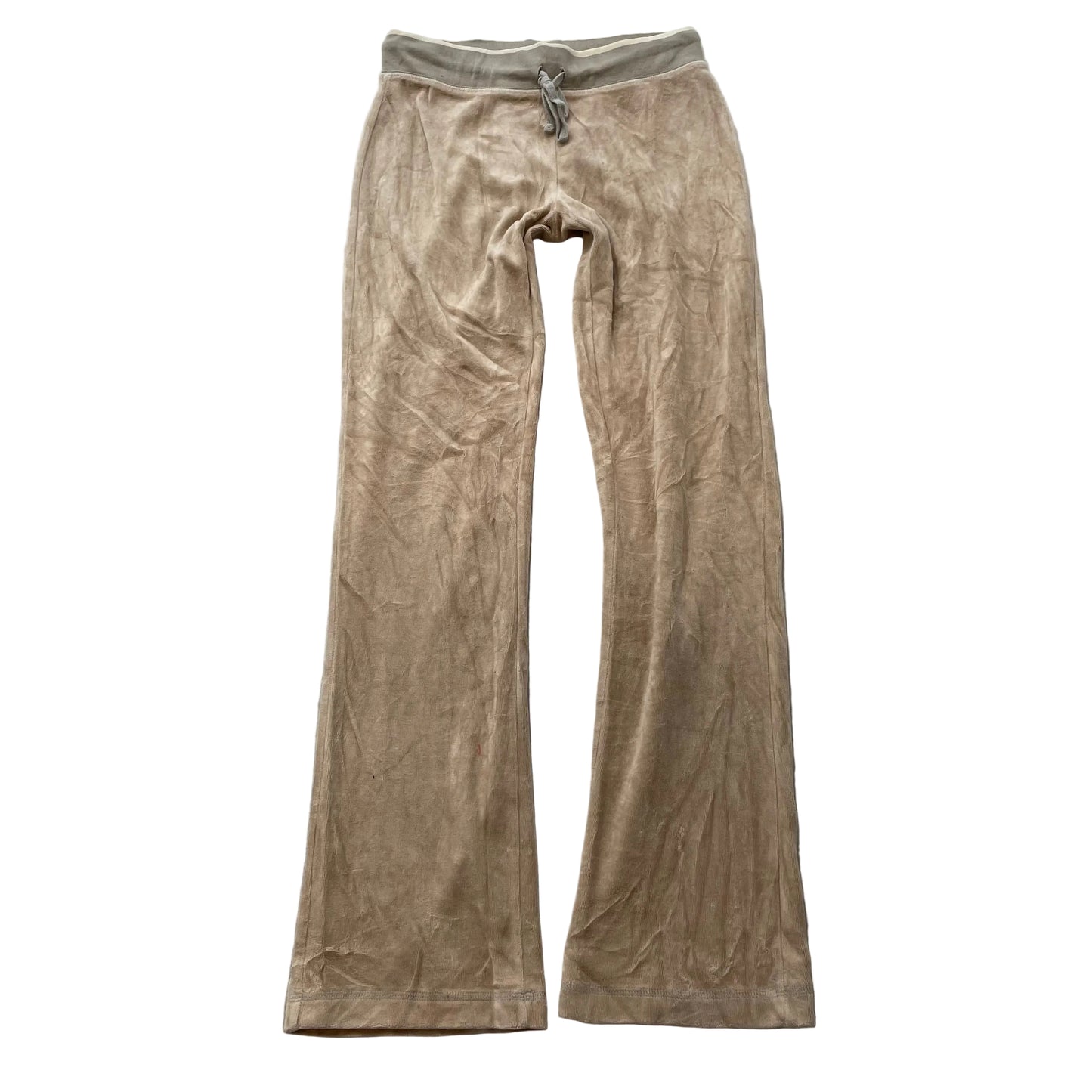 Vintage Juicy Couture Women's Camel Velour Flared Track Pants Drawstring Size S