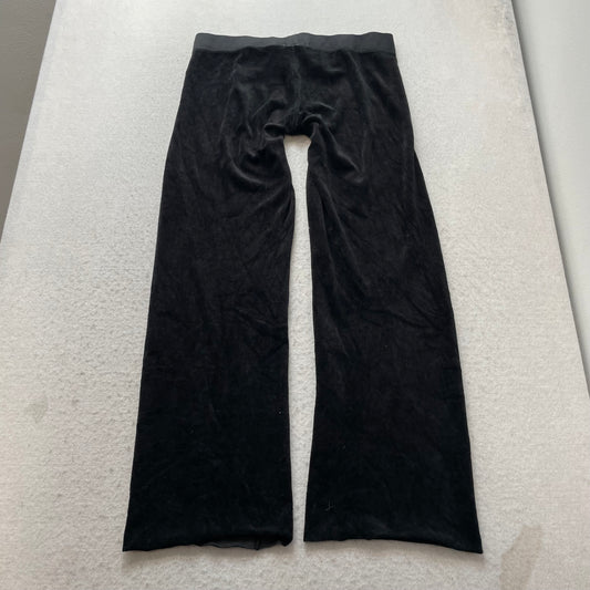Juicy Couture Womens Black Velour Flared Track Pant Loungewear Drawstring Size S