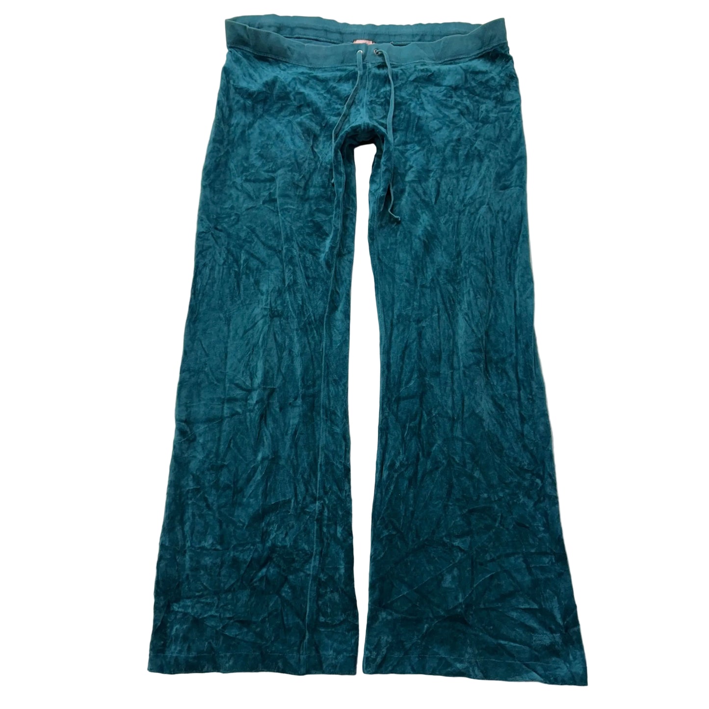 Vintage Juicy Couture Women's Teal Velour Flared Track Pant Low Rise Y2K Size L