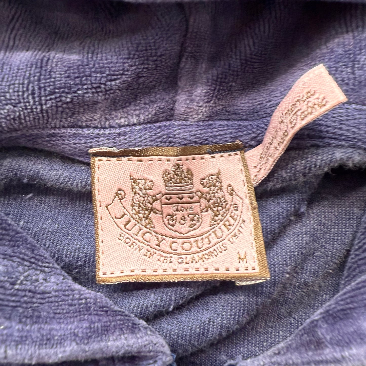 Juicy Couture Scottie Dogs Women's Navy Velour Zip-Up Hoodie Rhinestones Size M