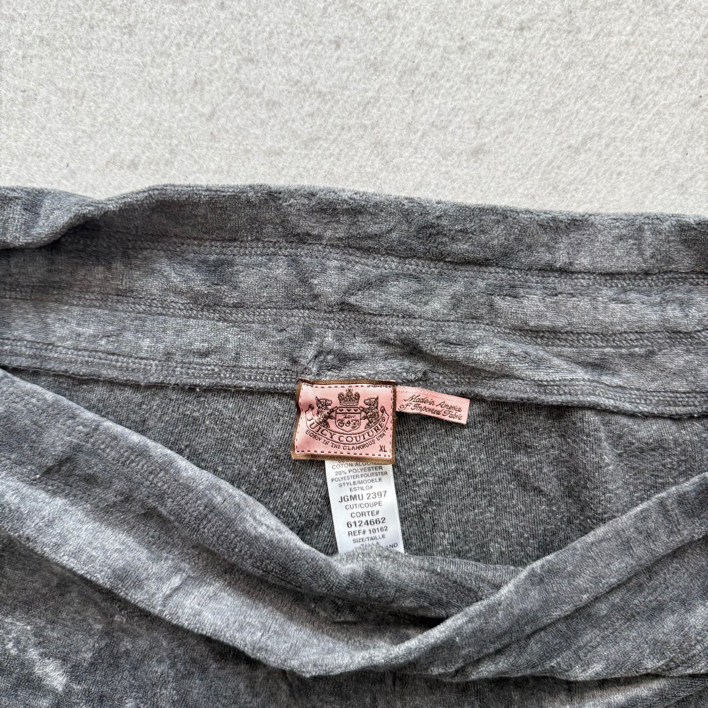 Vintage Juicy Couture Women's Charcoal Gray Velour Tracksuit Set Y2k Size L/XL