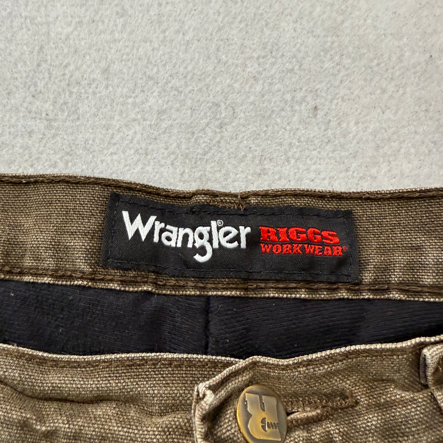 Wrangler Riggs Workwear Mens Brown Canvas Pants Fleece Lined Heavyweight Size 32