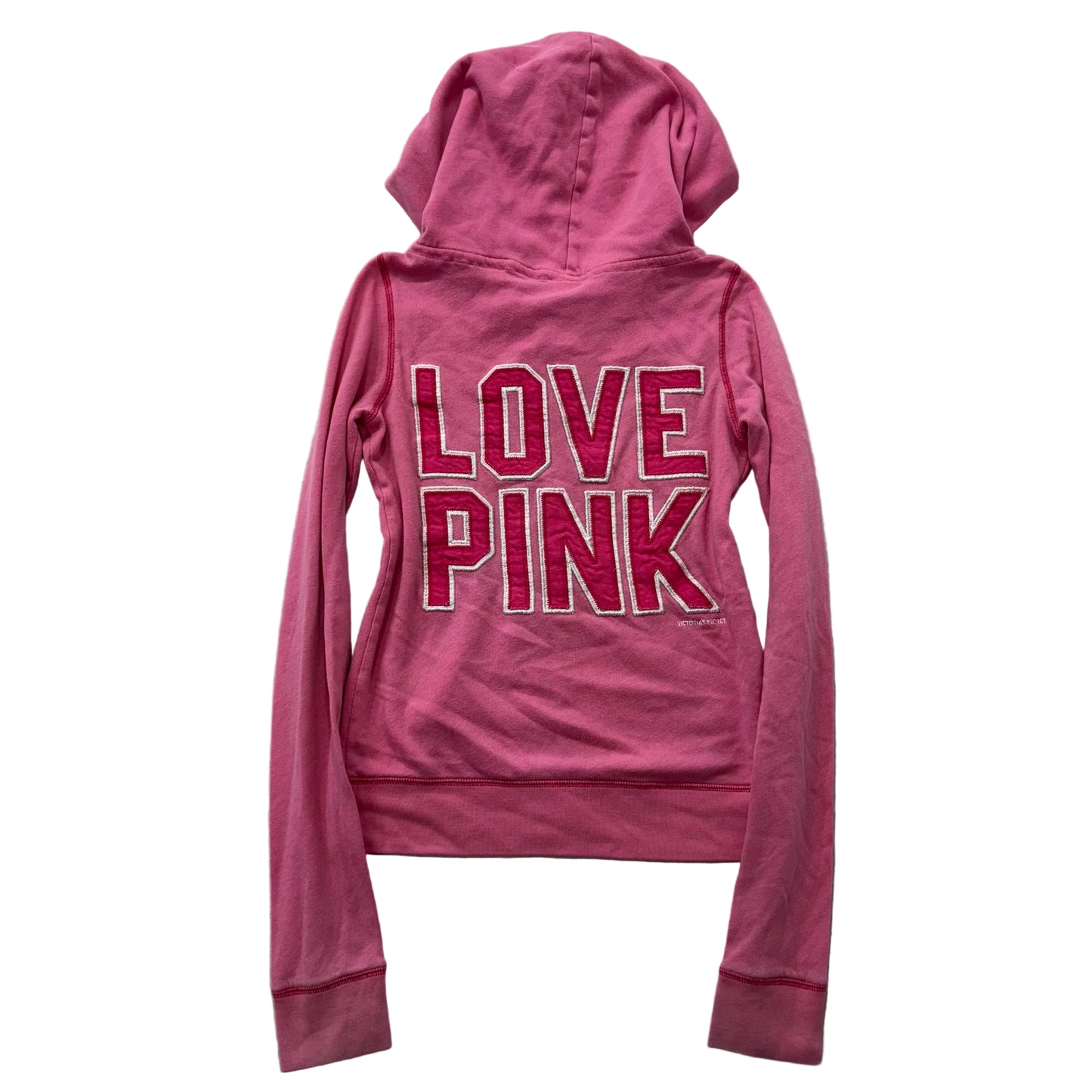 PINK Victoria's Secret Women's Pink Zip-Up Hoodie Long Sleeves Dog Logo Size S