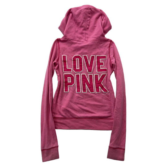 PINK Victoria's Secret Women's Pink Zip-Up Hoodie Long Sleeves Dog Logo Size S