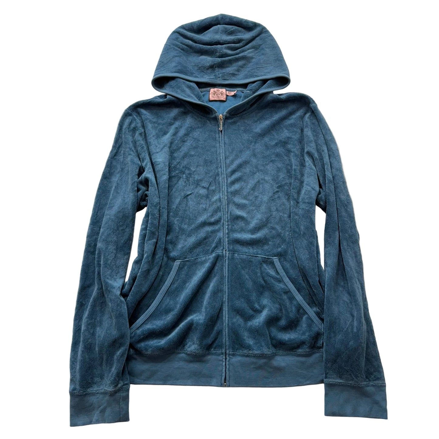 Juicy Couture Women's Teal Blue Terry Cloth Zip-Up Hoodie Casual Pockets Size 3x