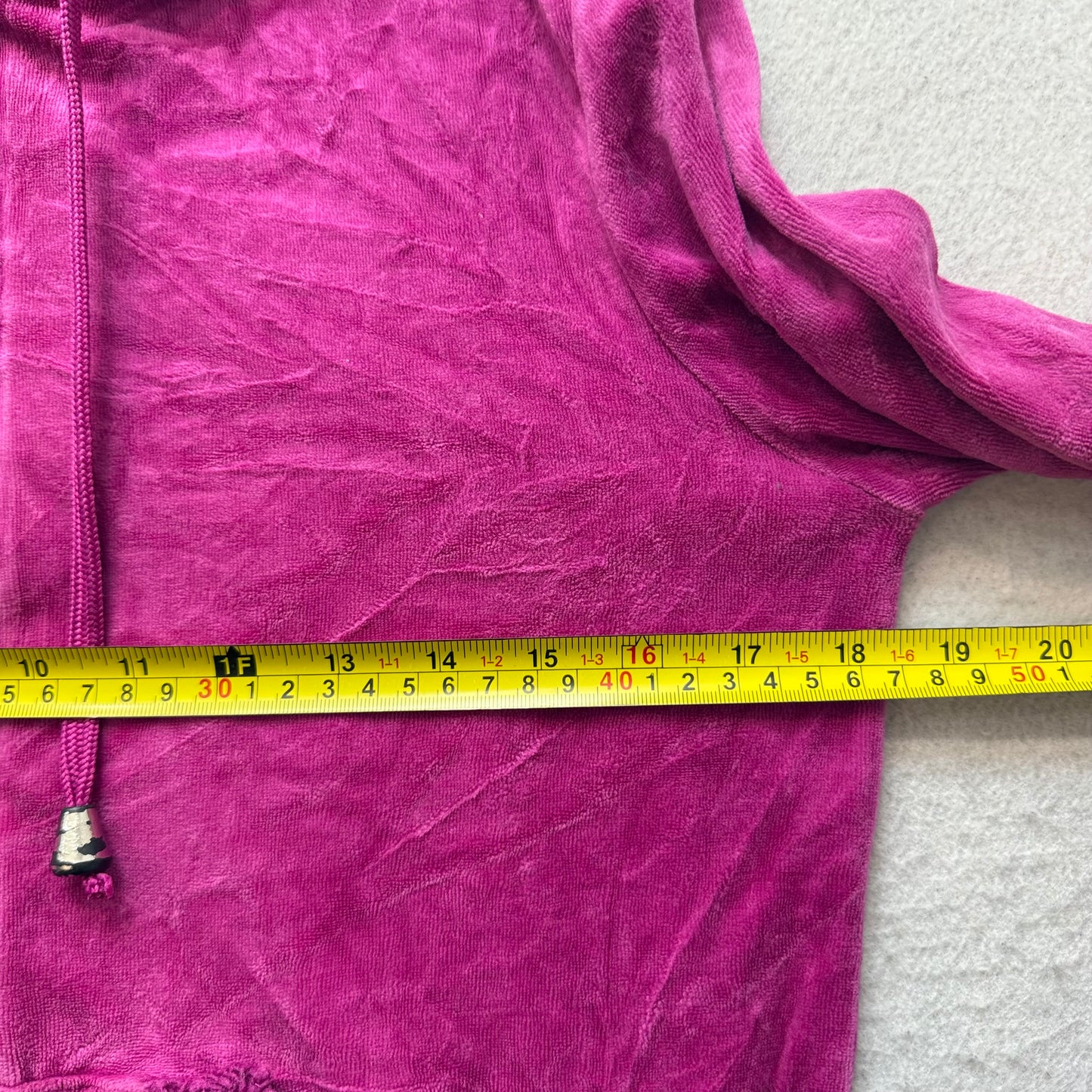 Vintage Juicy Couture Womens Rich Magenta Velour Zip-Up Hoodie Loungewear Size S