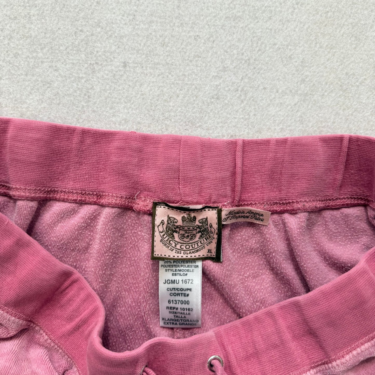 Juicy Couture Muted Pink Velour Flared Track Pants Drawstring High Rise Size XL