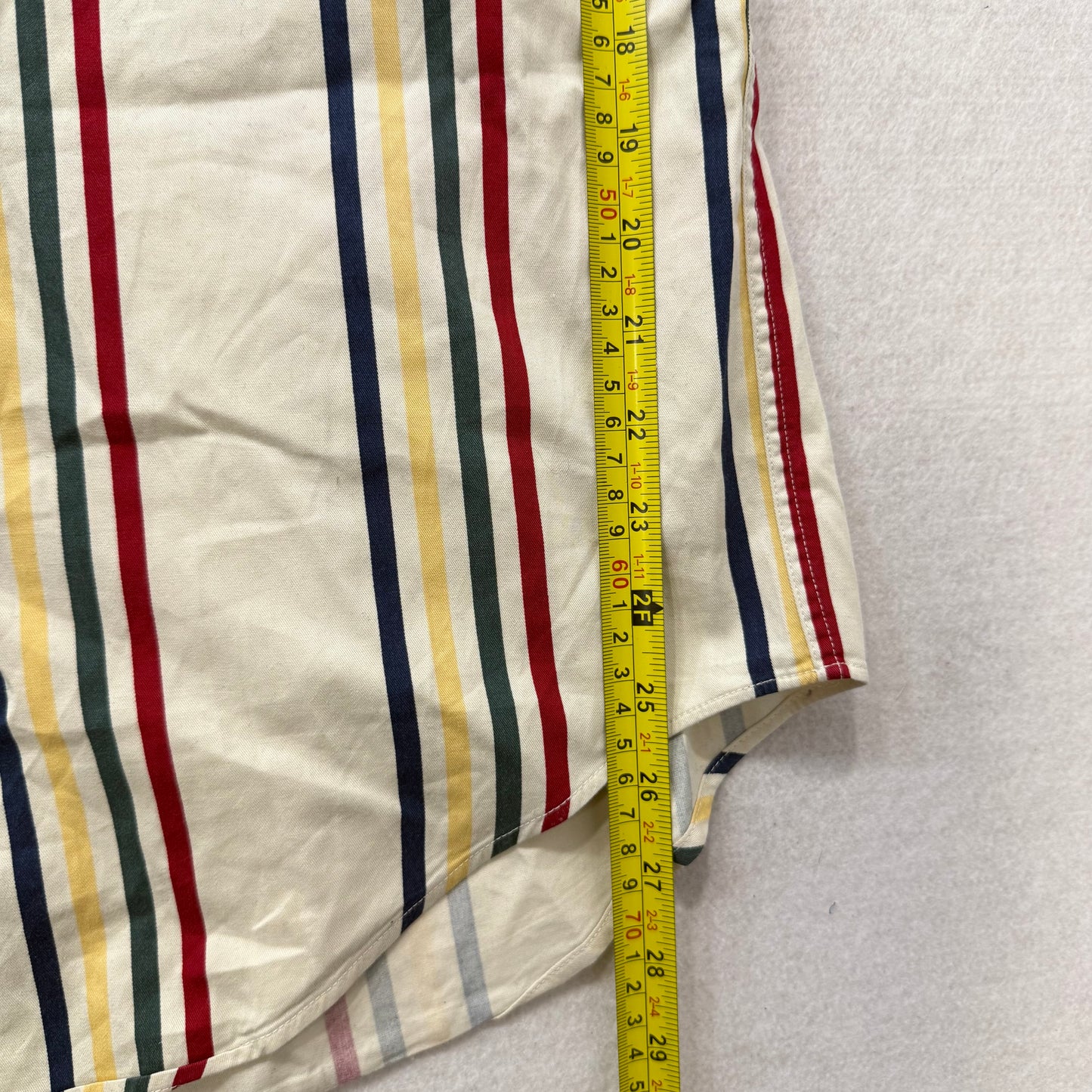 Tommy Hilfiger Cream Stripes 100% Cotton Short Sleeves Button-Down Shirt Size M
