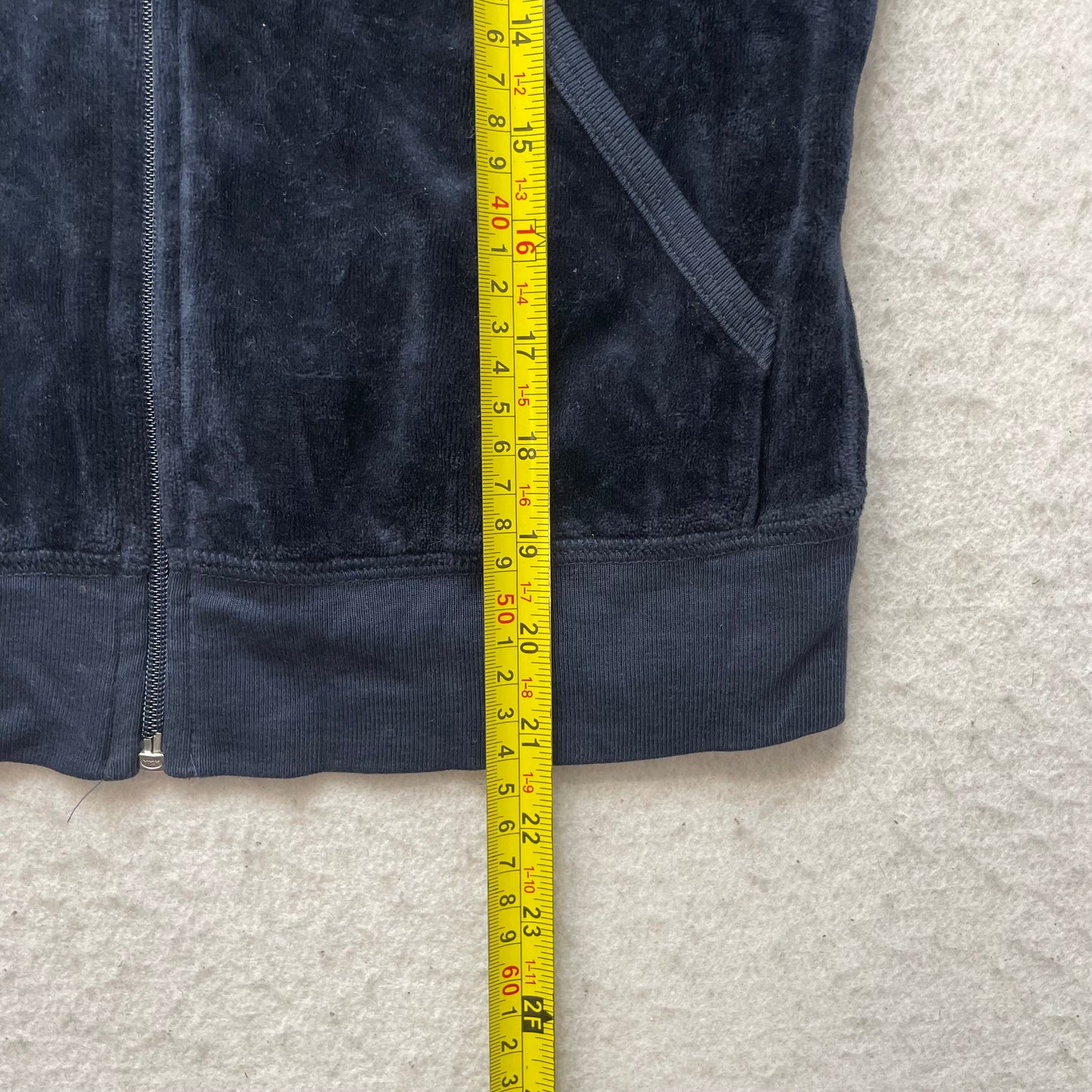 Vintage Juicy Couture Womens Navy Blue Full Zip Hoodie Loungewear Pockets Size S