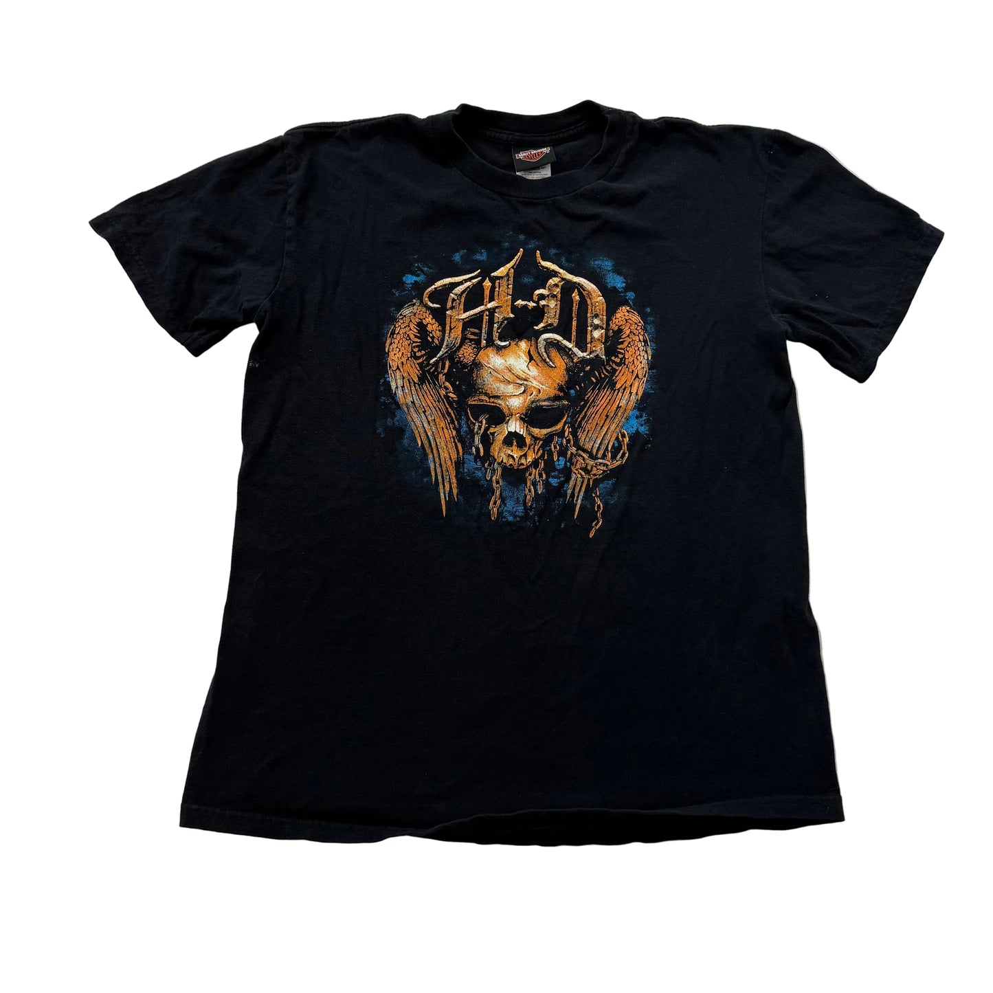 Harley-Davidson Men's Black Cotton T-Shirt Winged Skull H-D Graphic Tee Size L